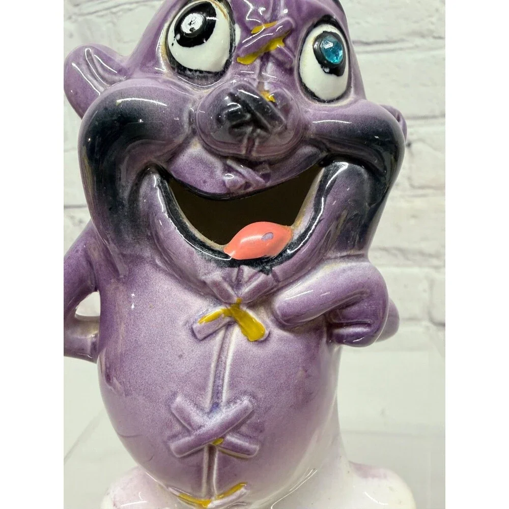 Vtg Kreiss Psycho Ceramics Purple Monster Figurine My Operation Stitches Kitschy